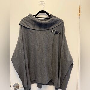 Calvin Klein Charcoal Poncho with Buckle Accent